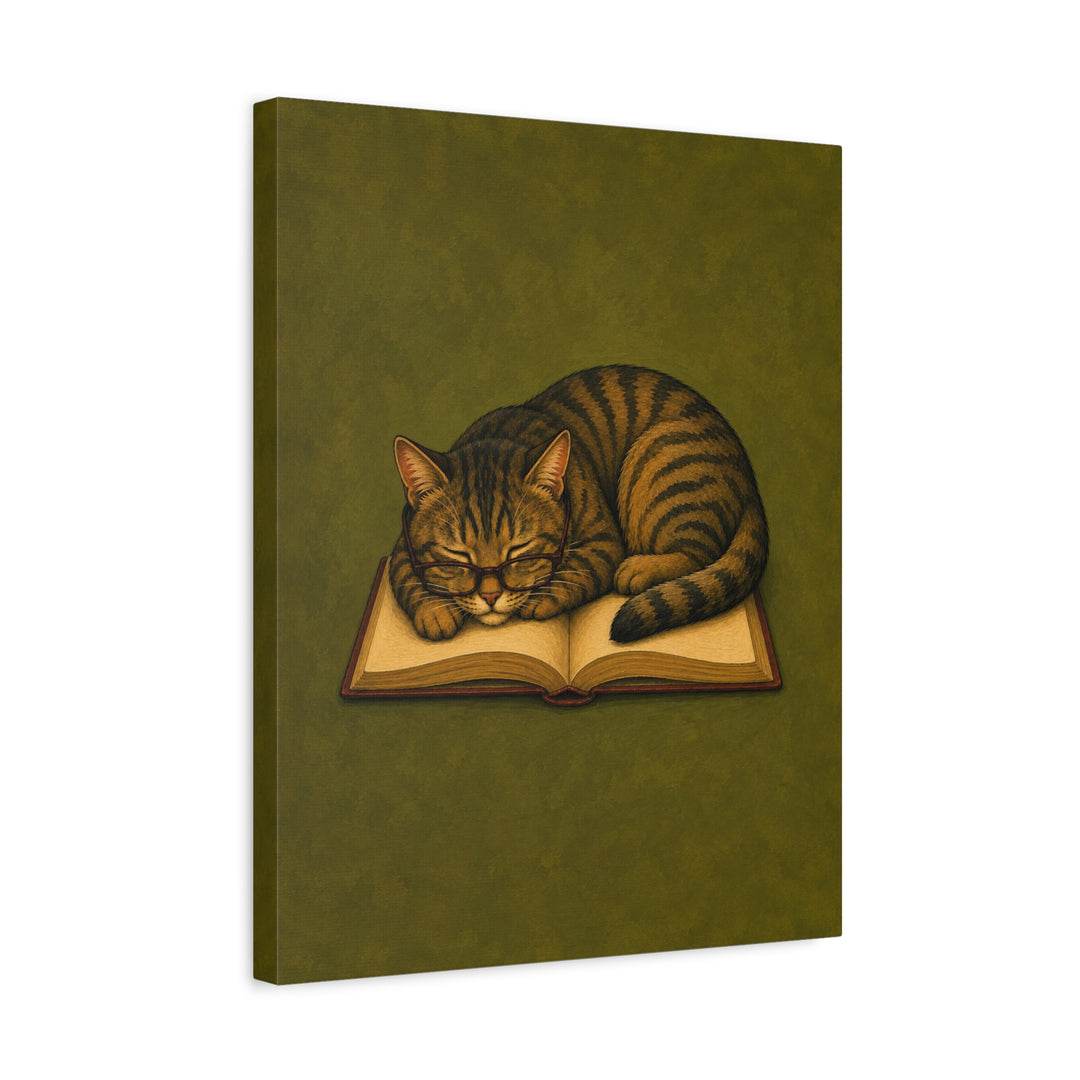 One More Chapter II – Bookish Wall Art with Slipping Glasses and a Nap – Canvas / Framed Canvas