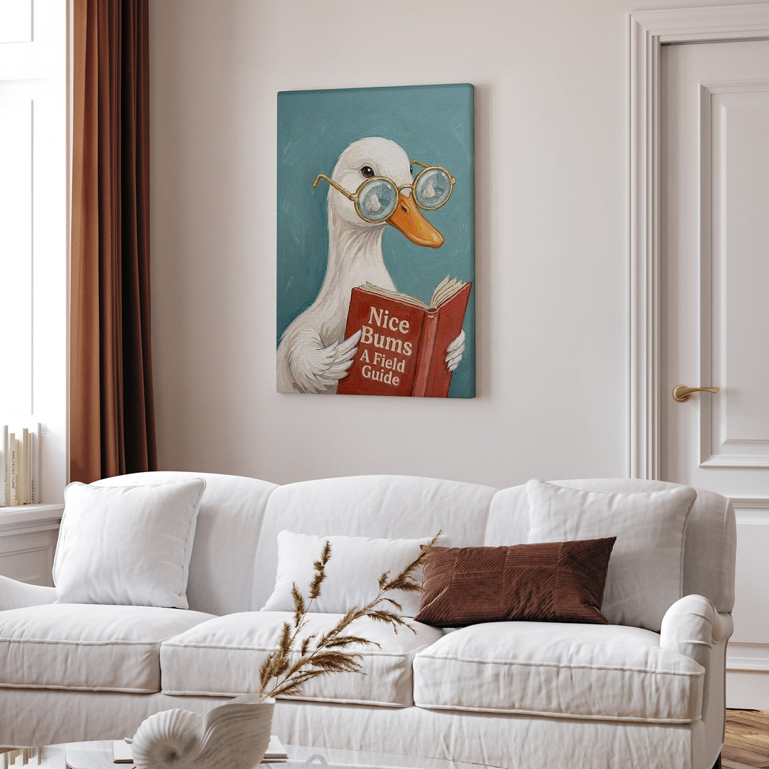 "Nice Bum" - Duck Vertical Canvas - Animal Book Humor Wall Art