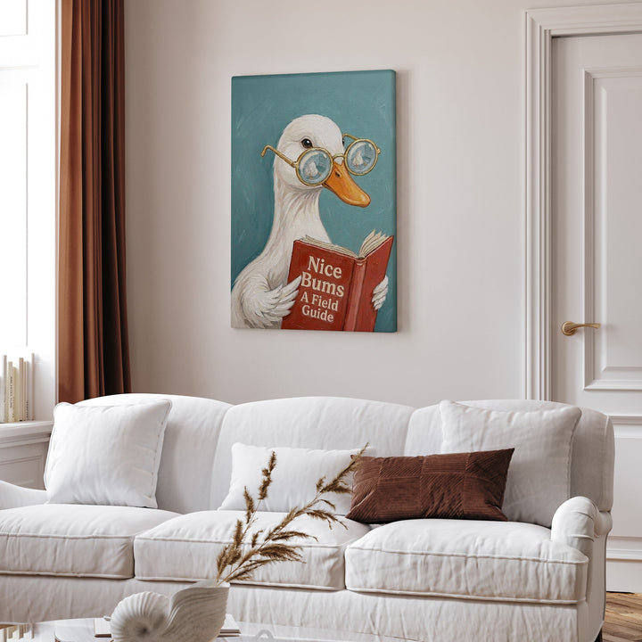 "Nice Bum" - Duck Vertical Canvas - Animal Book Humor Wall Art