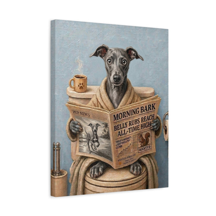 "Morning Business" - Italian Greyhound Vertical Canvas - Dog Lover Wall Art