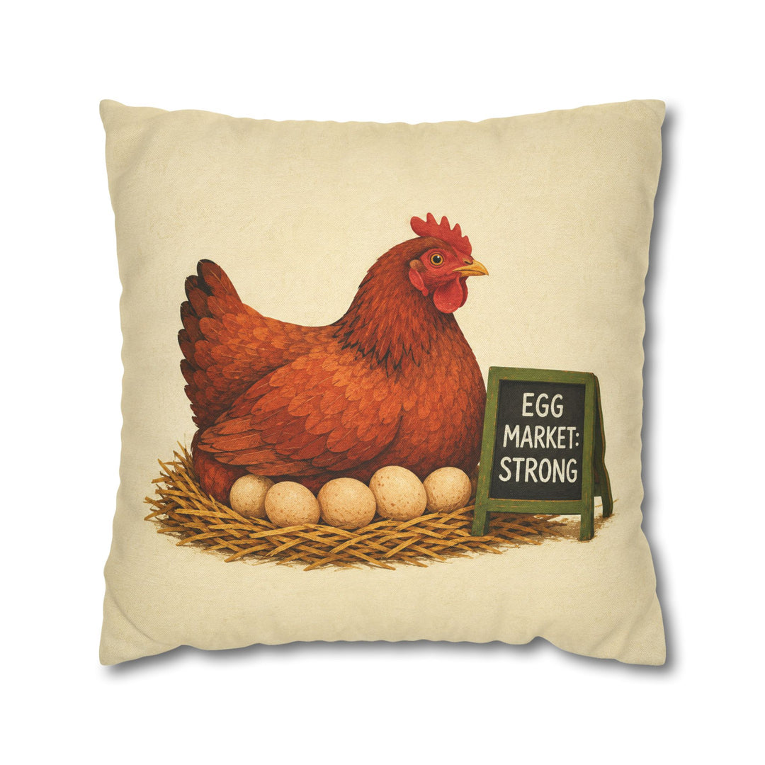 Egg Economics – Chicken Wall Art with a Hen and a Tiny Chalkboard – Pillow / Cover
