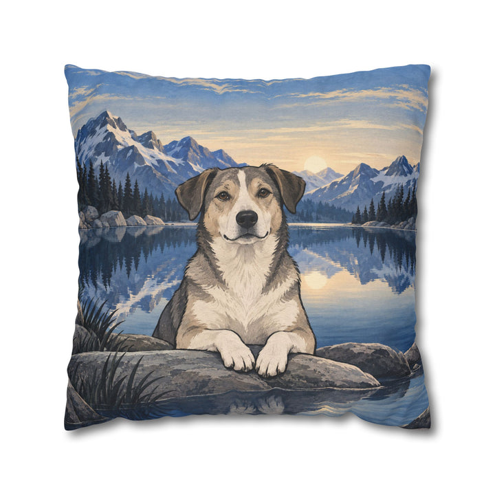 Still Water – Therapy Office Decor with an Alpine Lake at Dawn – Pillow / Cover