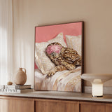 "Beauty Sleep" - Owl Vertical Framed Canvas - Spirit Animal Wall Art
