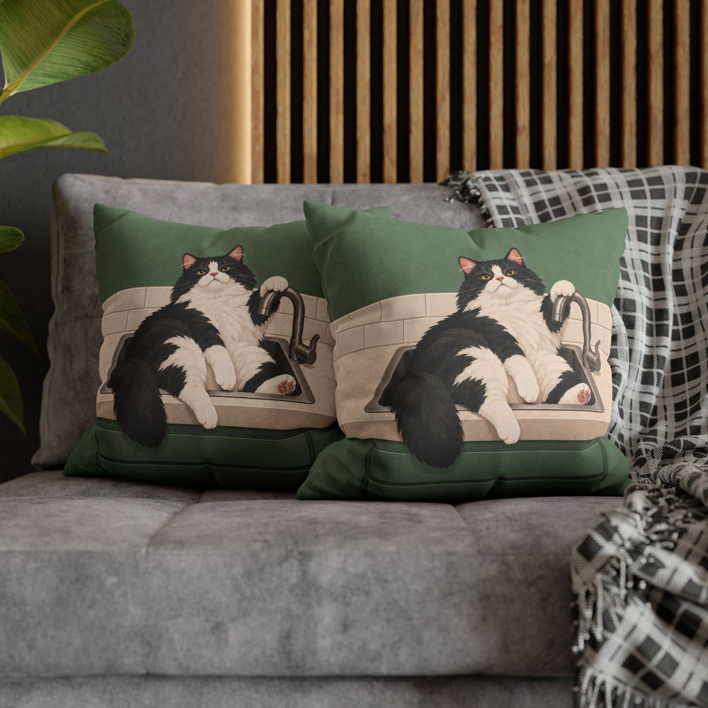 Sink Loaf II – Funny Cat Art with an Overflowing Kitchen Basin – Pillow / Cover