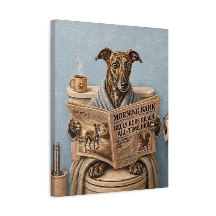 "Morning Business" - Greyhound Vertical Canvas - Dog Lover Wall Art
