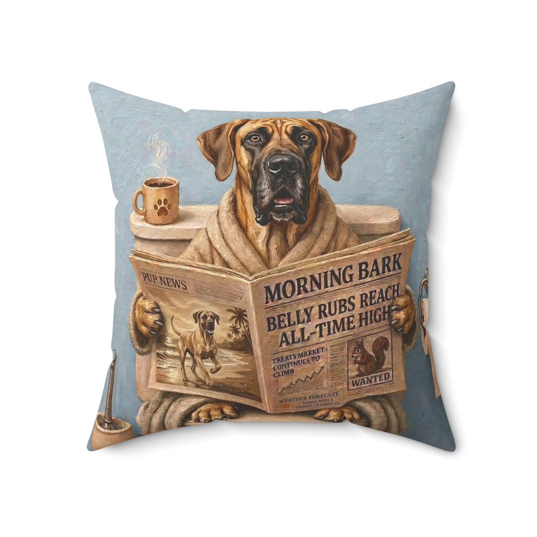 "Morning Business" - Great Dane Throw Pillow - Dog Lover Home Decor