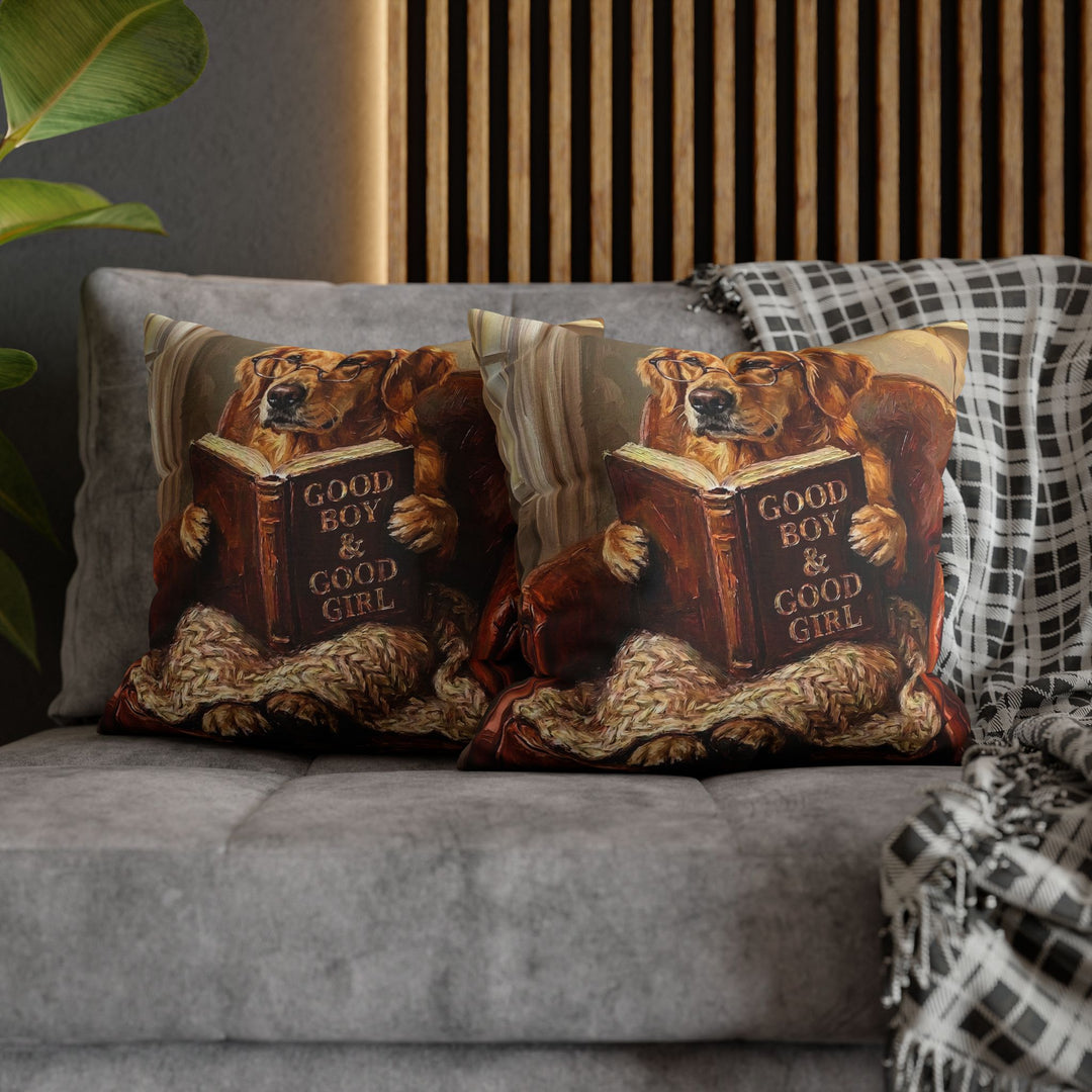 "Evening Read" - Golden Retriever Throw Pillow - Dog Lover Home Decor
