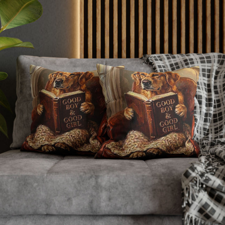 "Evening Read" - Golden Retriever Throw Pillow - Dog Lover Home Decor