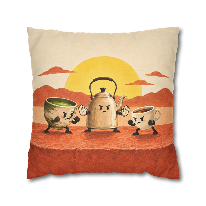 Team Matcha vs Team Espresso – Kitchen Wall Art with a Green Bowl Facing a Dark Shot – Pillow / Cover