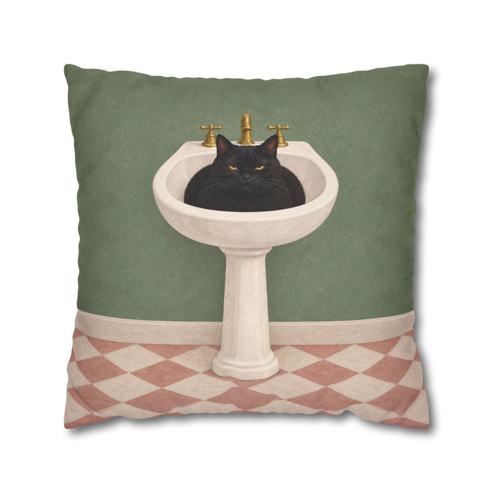 Sink Loaf – Funny Cat Art with a Porcelain Basin Nap – Pillow / Cover