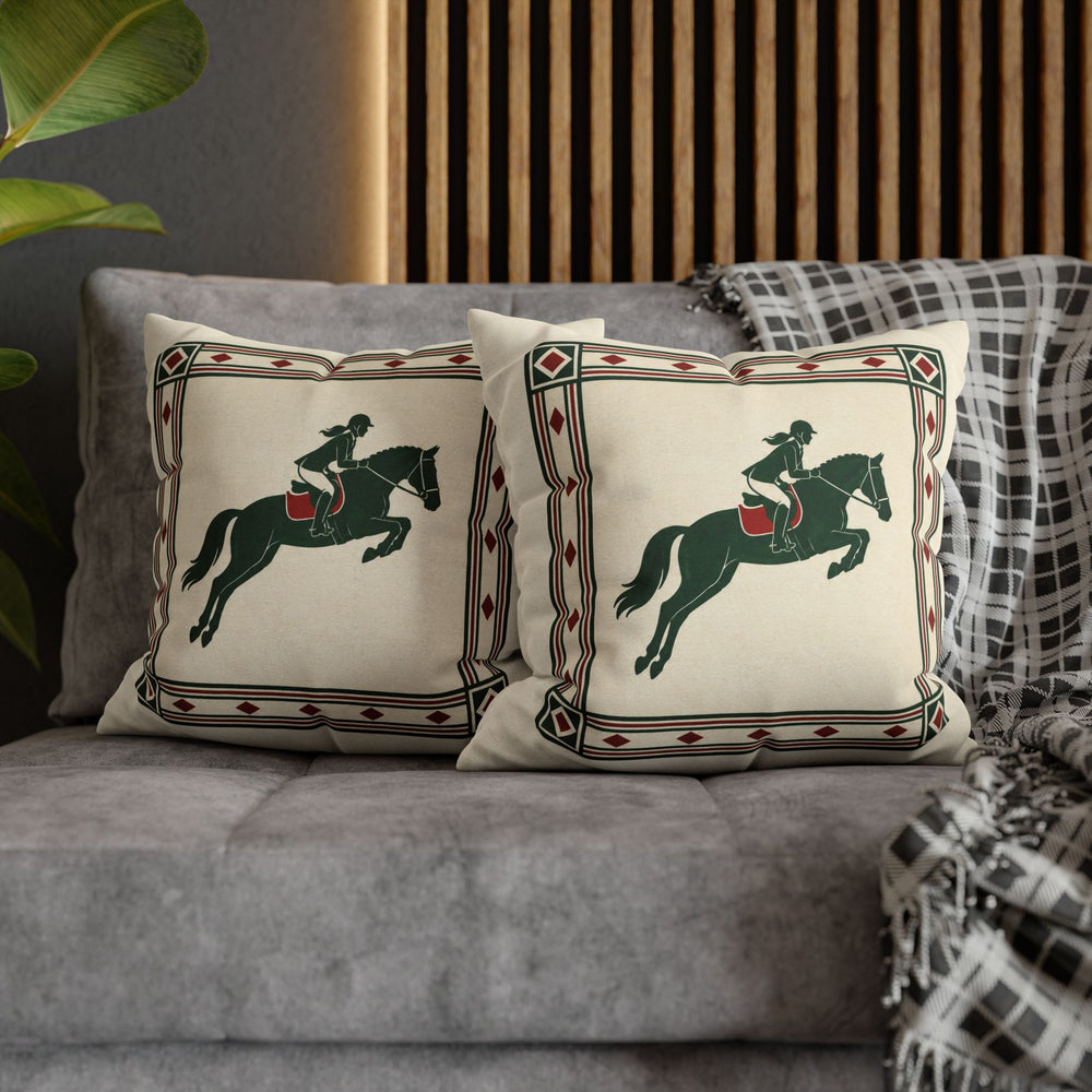 The Steeplechase – Equestrian Decor with an Elegant Silhouette Mid Jump – Pillow / Cover