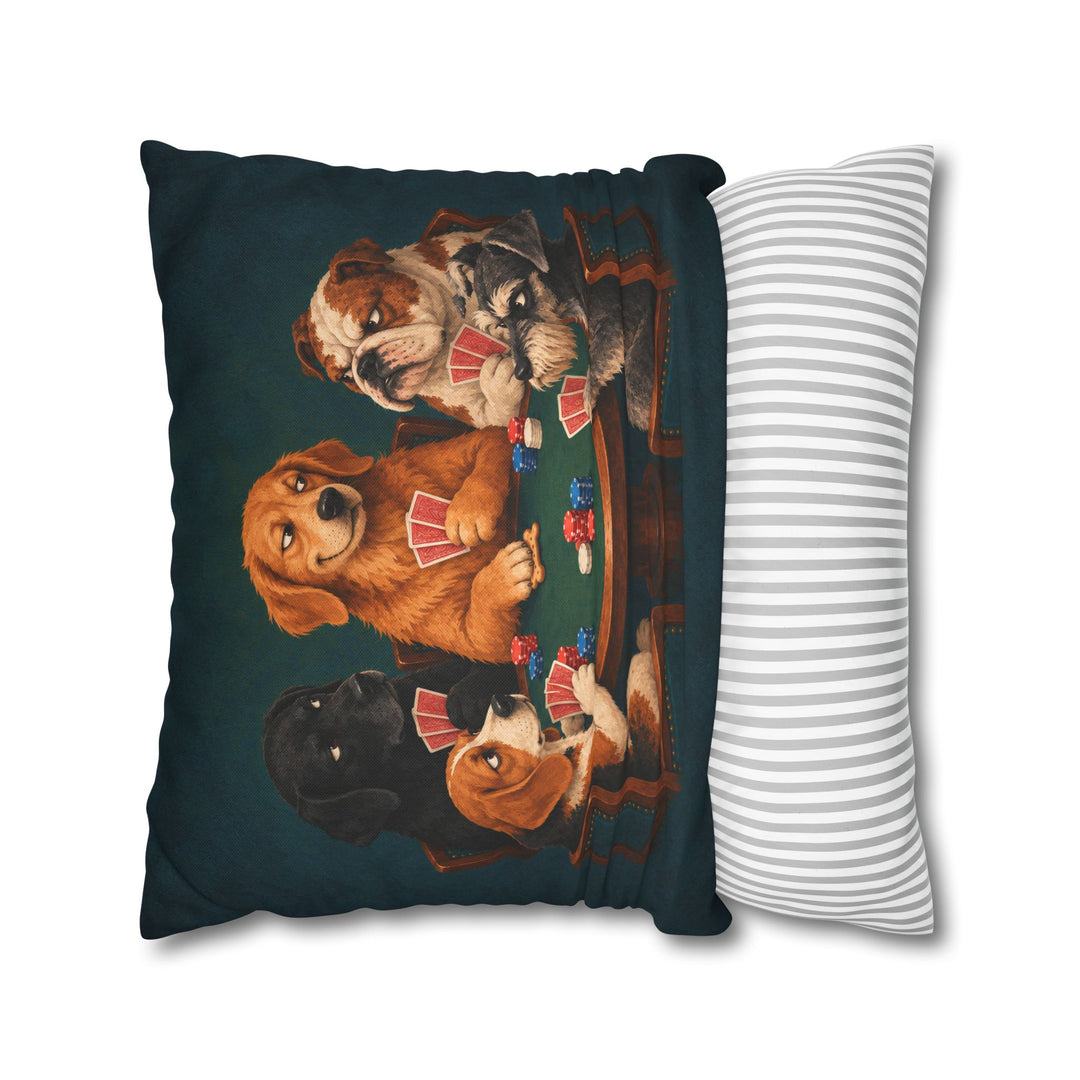 Poker Night – Dog Wall Art with Five Players and One Bluff – Pillow / Cover