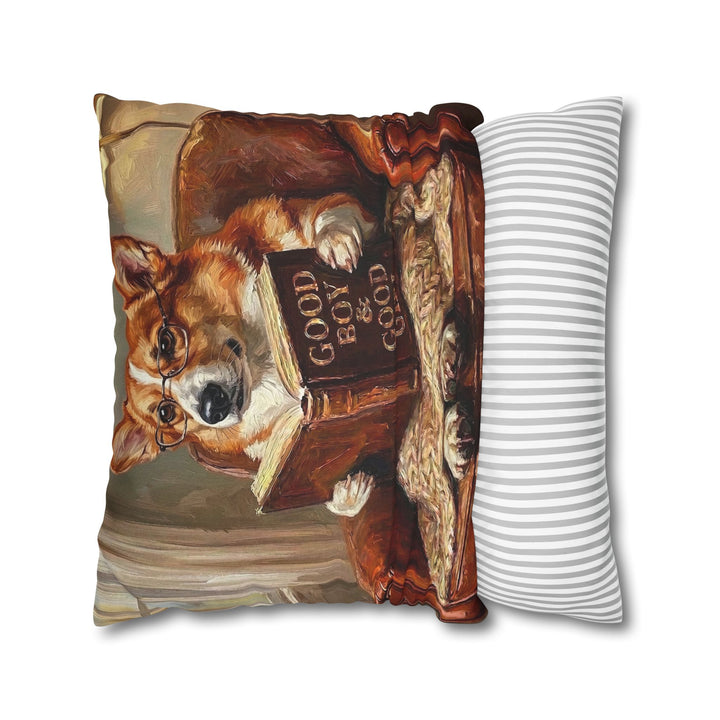 "Evening Read" - Corgi Throw Pillow - Dog Lover Home Decor