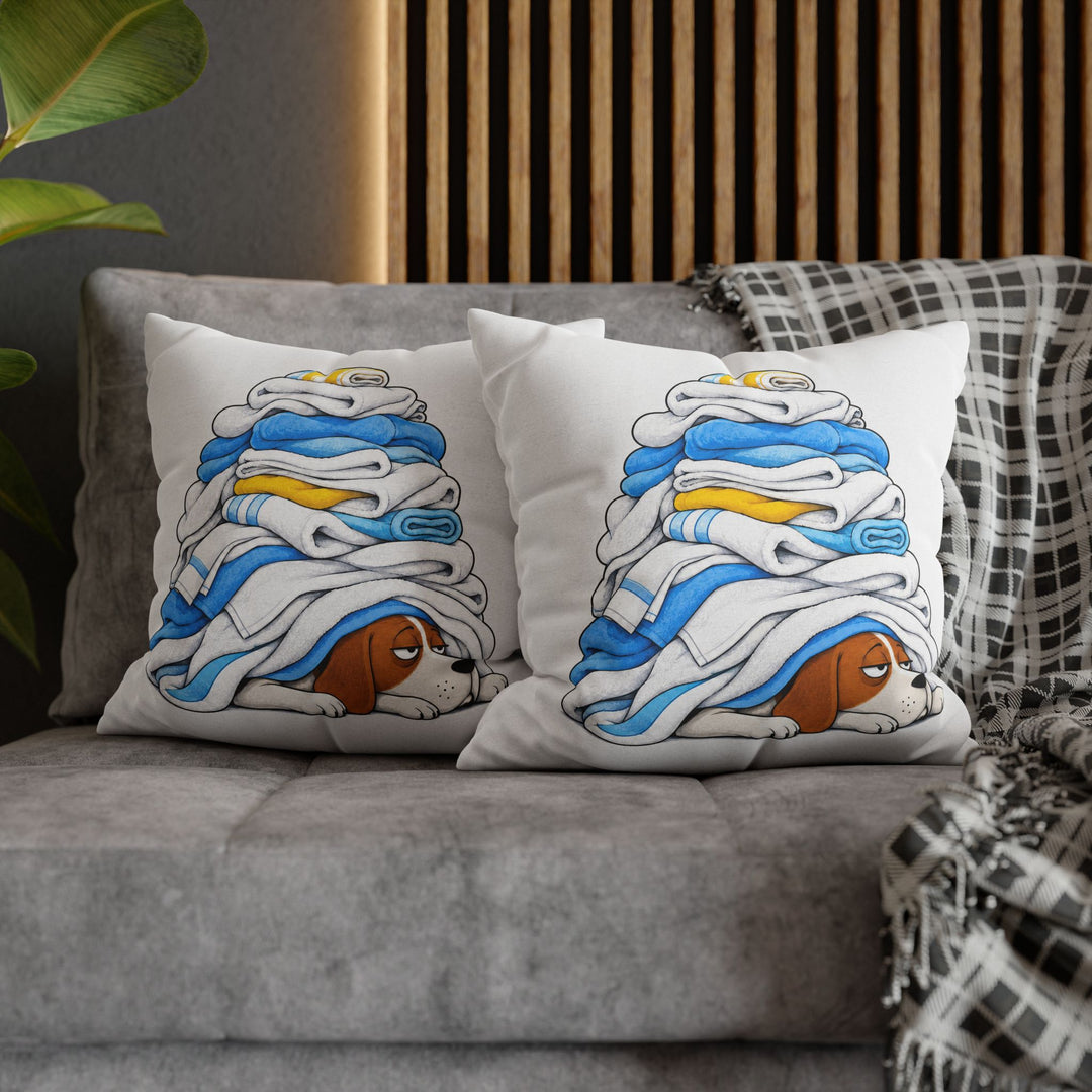 Laundry Day Mood – Laundry Room Decor with a Warm Towel Avalanche – Pillow / Cover