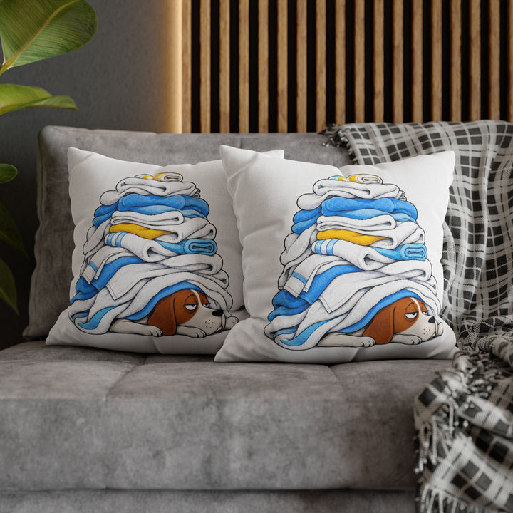 Laundry Day Mood – Laundry Room Decor with a Warm Towel Avalanche – Pillow / Cover
