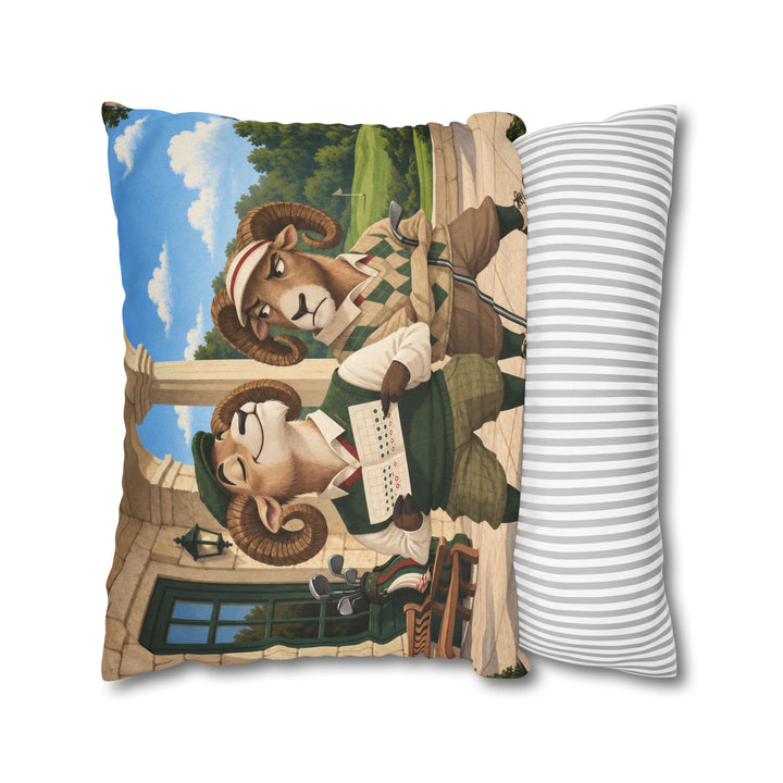 The 19th Hole – Golf Wall Art with Two Rams and a Suspect Scorecard – Pillow / Cover