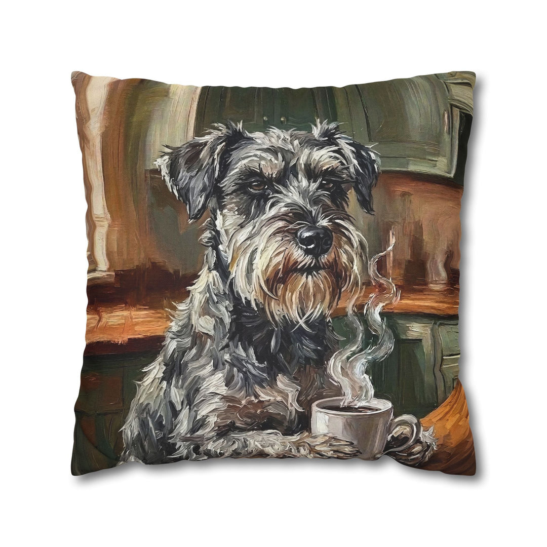 "Before Coffee" - Schnauzer Pillow Cover - Dog Lover Home Decor