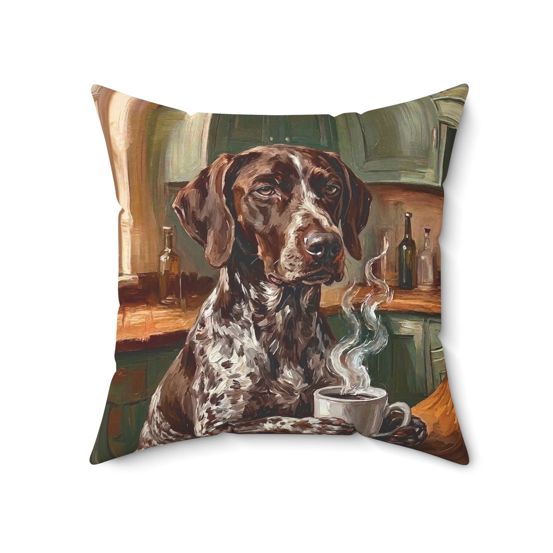 "Before Coffee" - German Shorthaired Pointer Throw Pillow - Dog Lover Home Decor