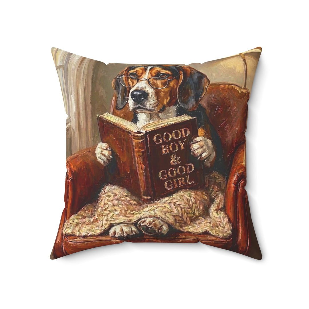 "Evening Read" - Beagle Throw Pillow - Dog Lover Home Decor