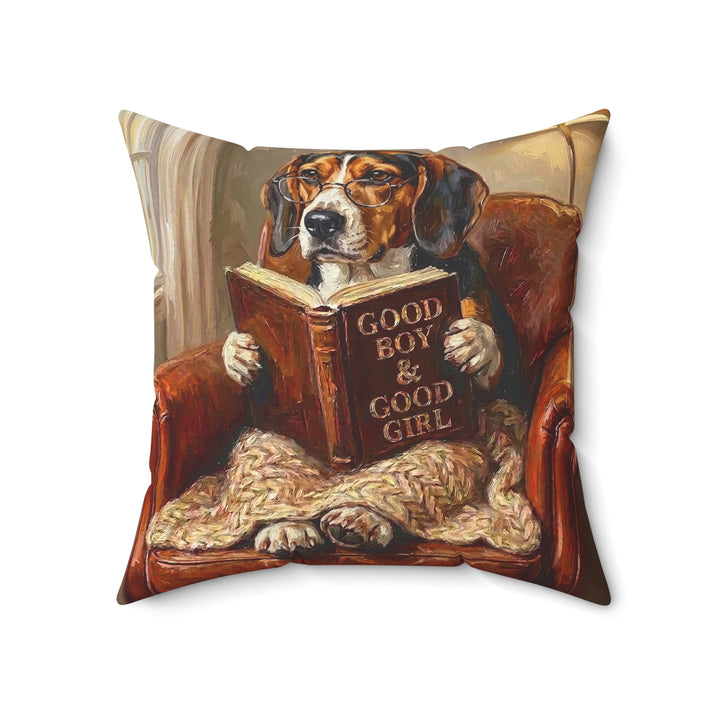 "Evening Read" - Beagle Throw Pillow - Dog Lover Home Decor