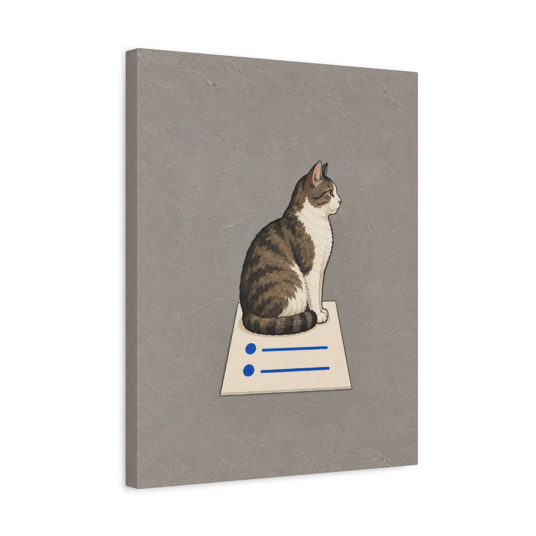The Standup – Funny Office Decor with a Cat on the Meeting Agenda – Canvas / Framed Canvas