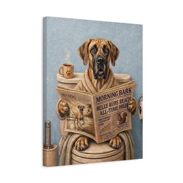 "Morning Business" - Great Dane Vertical Canvas - Dog Lover Wall Art