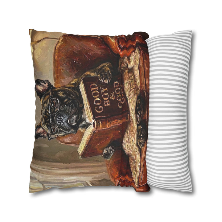 "Evening Read" - French Bulldog Throw Pillow - Dog Lover Home Decor