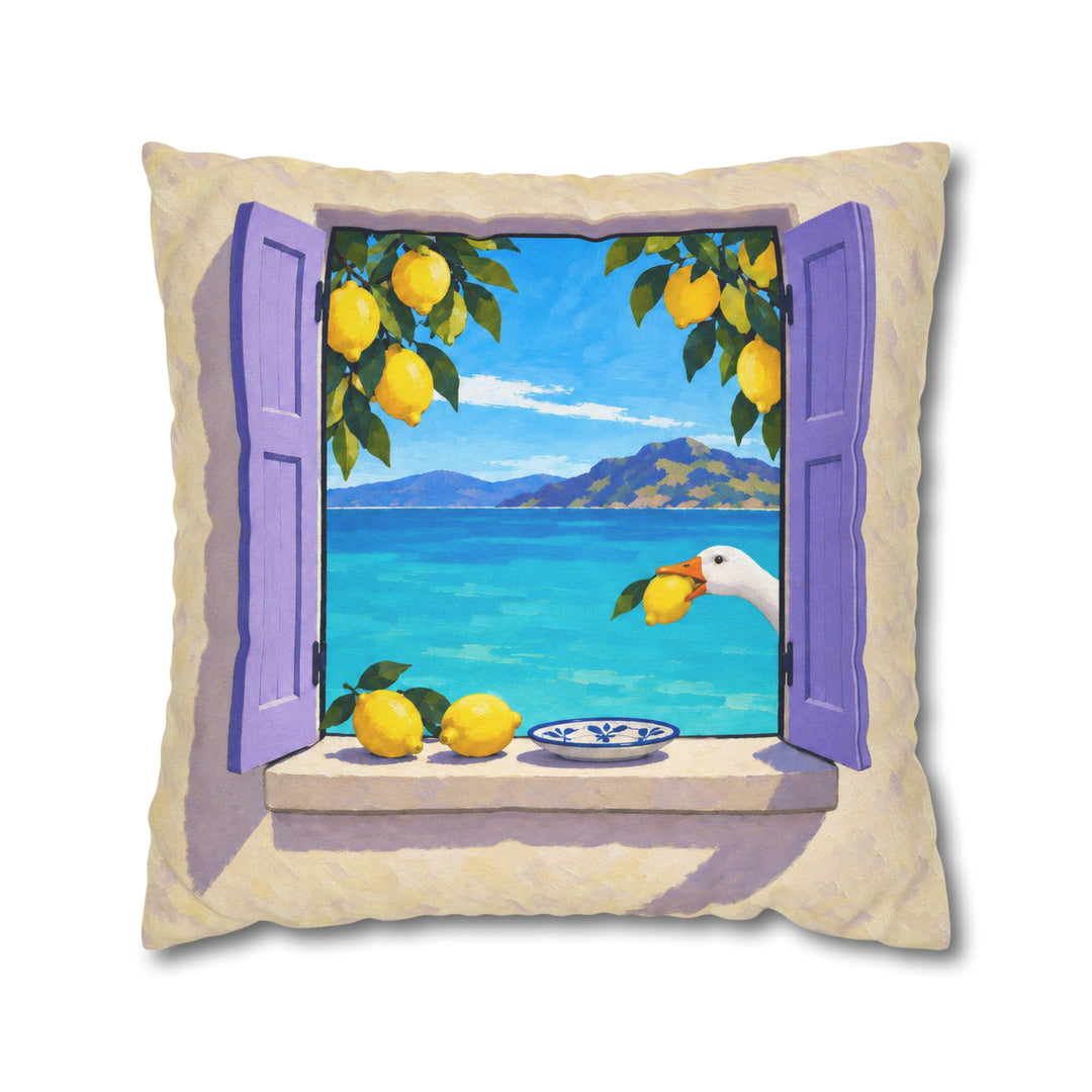 The Lemon Thief – Lemon Wall Art with an Open Portal in Fauvist Strokes – Pillow / Cover