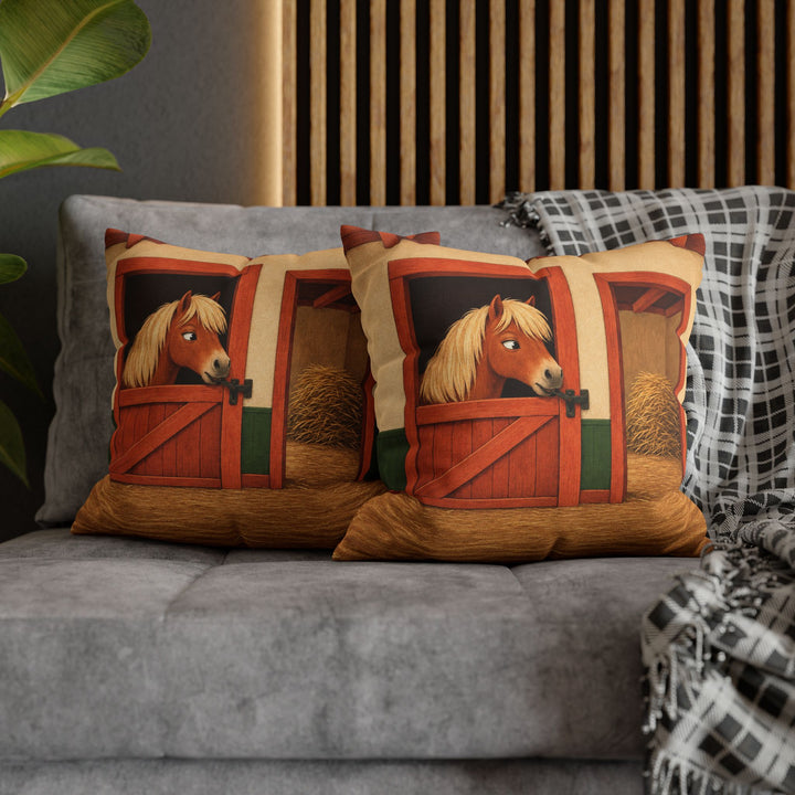 The Escape Artist – Horse Wall Art with a Latch Lifted by Lips – Pillow / Cover