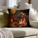 "Wine & Woof" - Boxer Pillow Cover - Dog Lover Home Decor