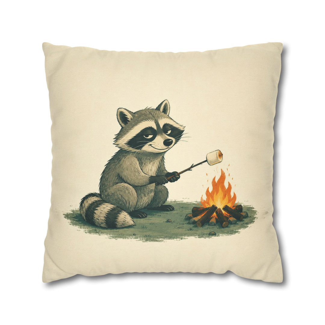 S'more Patrol – Raccoon Wall Art with a Borrowed Marshmallow – Pillow / Cover