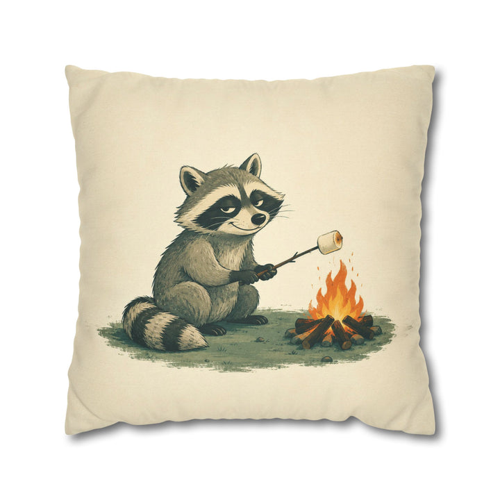 S'more Patrol – Raccoon Wall Art with a Borrowed Marshmallow – Pillow / Cover