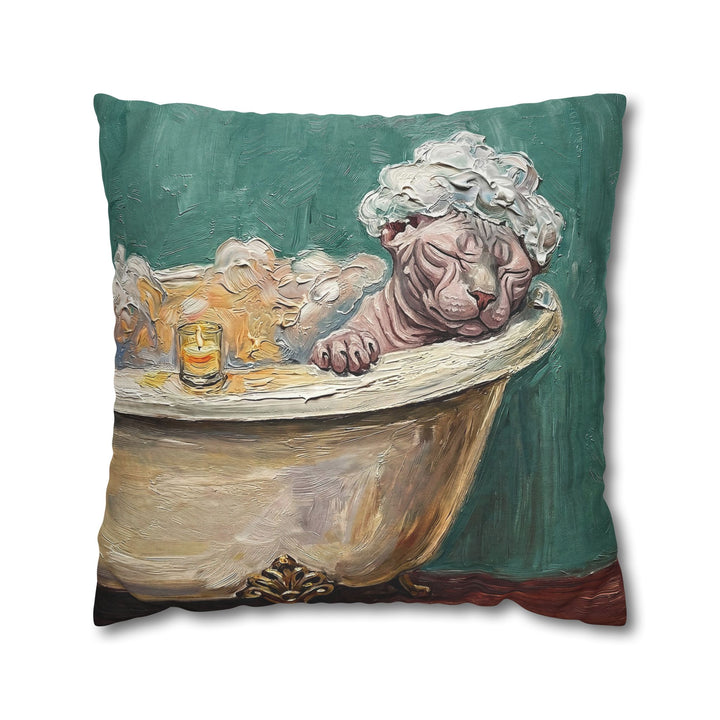 "Spa Day" - Hairless Cat Pillow Cover - Cat Lover Home Decor