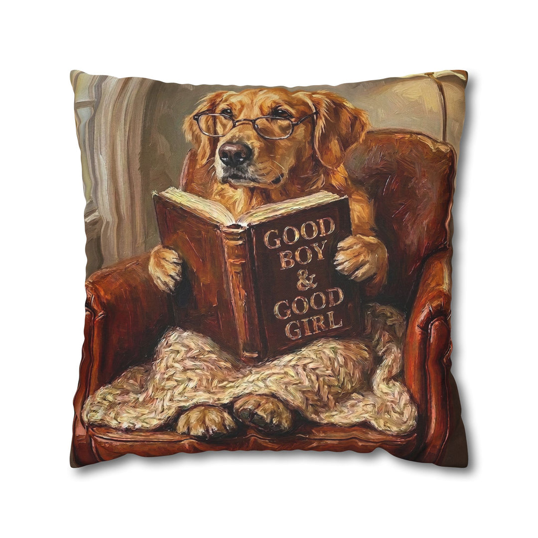 "Evening Read" - Golden Retriever Throw Pillow - Dog Lover Home Decor