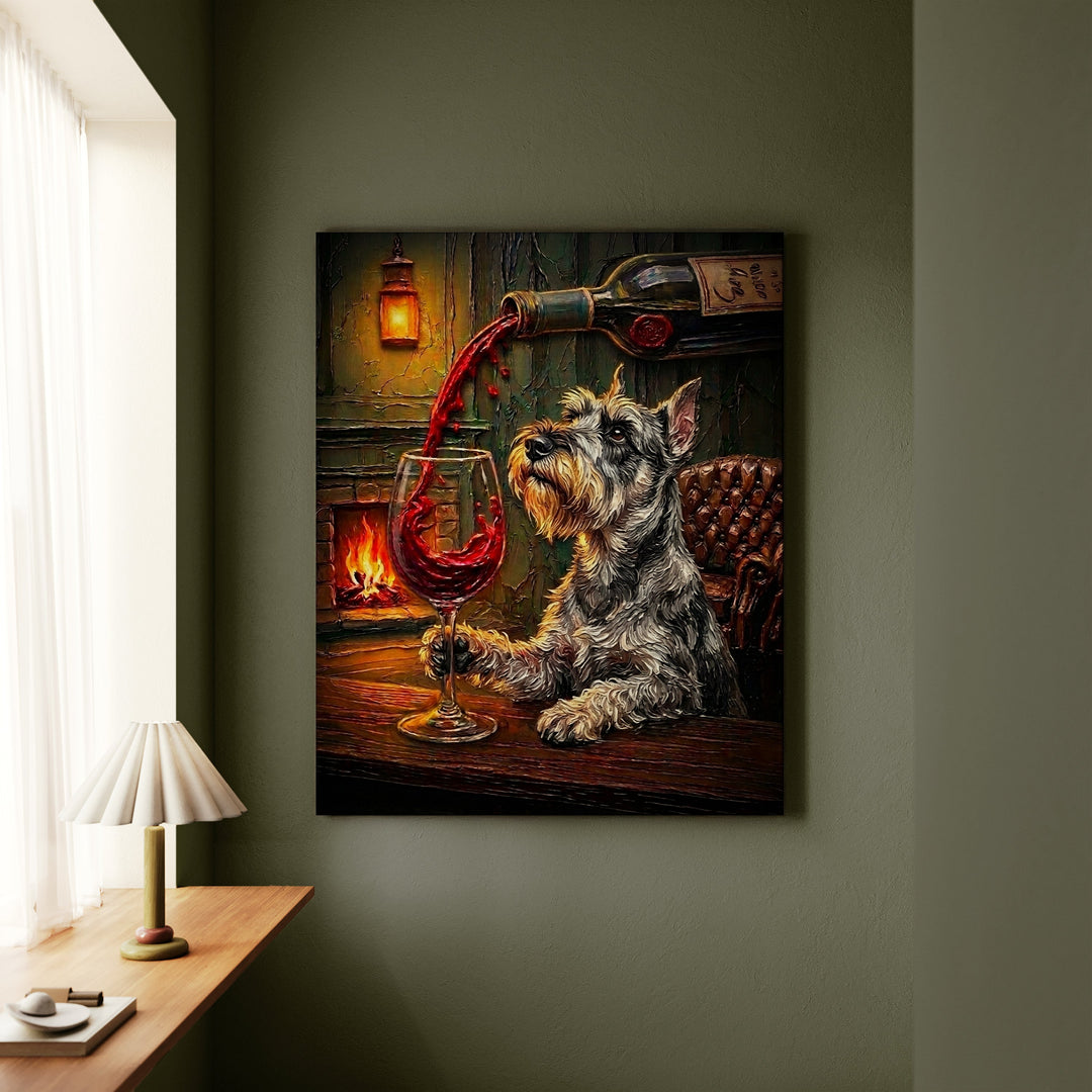 Schnauzer Wine & Woof Canvas