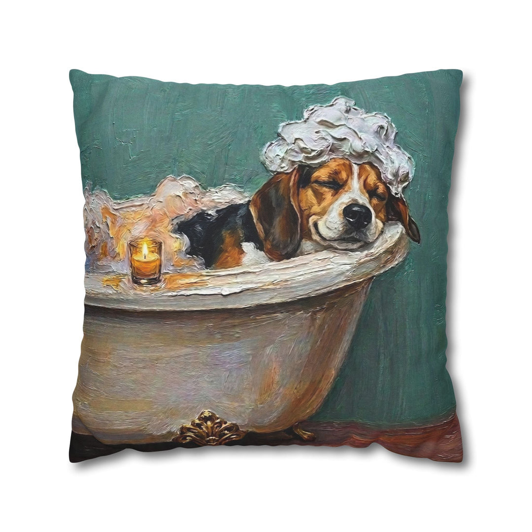 "Spa Day" - Beagle Throw Pillow - Dog Lover Home Decor