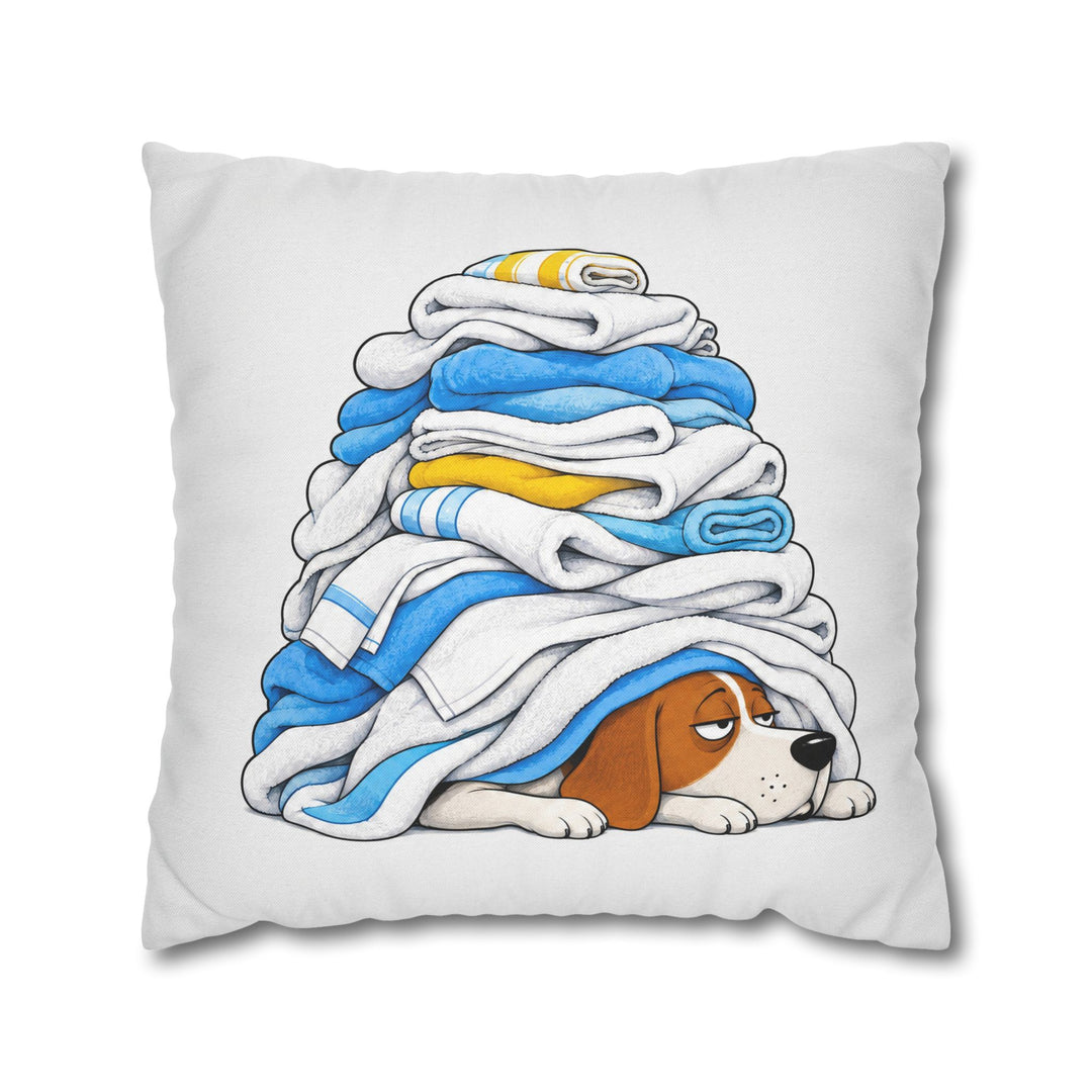 Laundry Day Mood – Laundry Room Decor with a Warm Towel Avalanche – Pillow / Cover