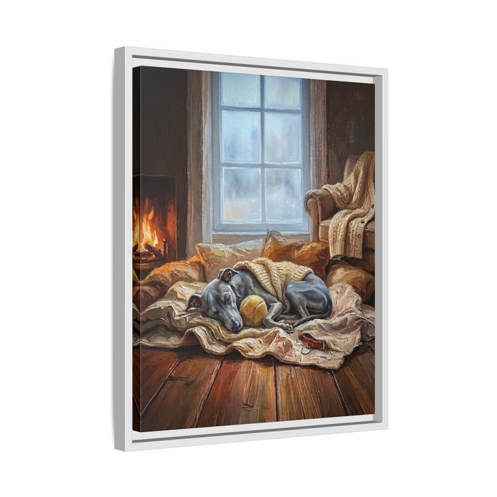 "Calm Memories" - Italian Greyhound Vertical Framed Canvas - Dog Lover Wall Art