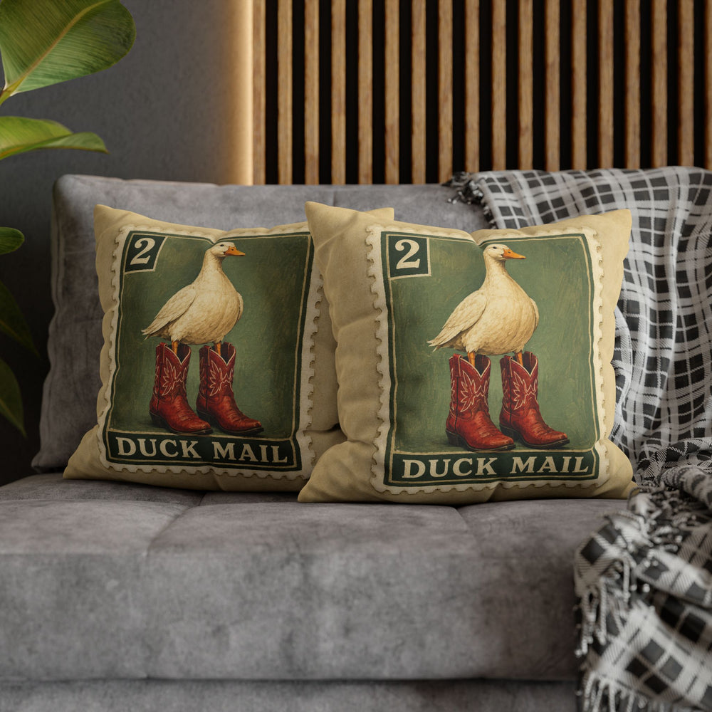 First Class Delivery – Duck Art with an Oversized Painted Stamp – Pillow / Cover
