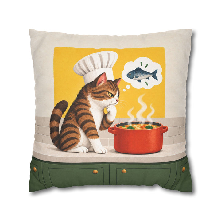 Head Chef II – Funny Kitchen Art with a Toque and a Simmering Pot – Pillow / Cover