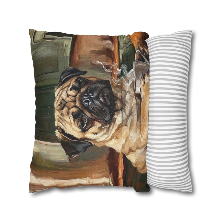 "Before Coffee" - Pug Pillow Cover - Dog Lover Home Decor