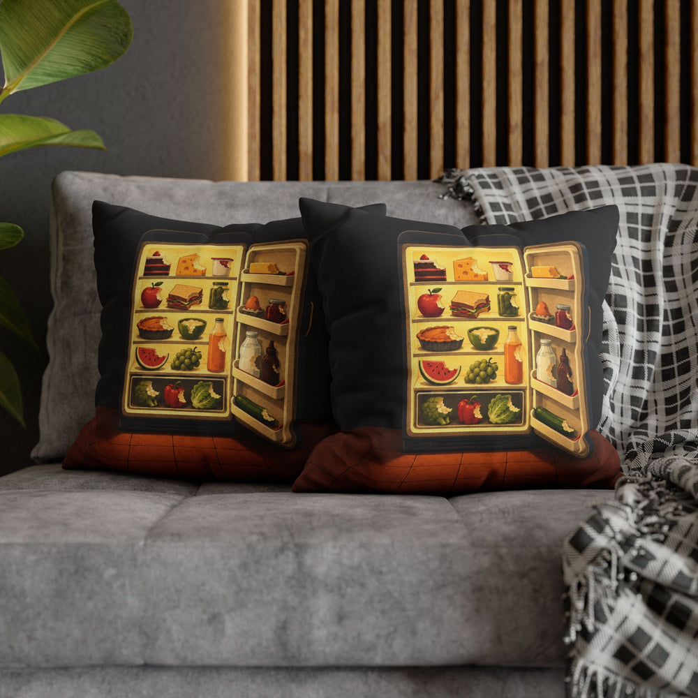 Midnight Kitchen – Kitchen Wall Art with a Fridge Glow at 2 AM – Pillow / Cover