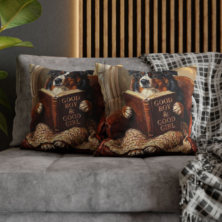 "Evening Read" - Australian Shepherd Throw Pillow - Dog Lover Home Decor