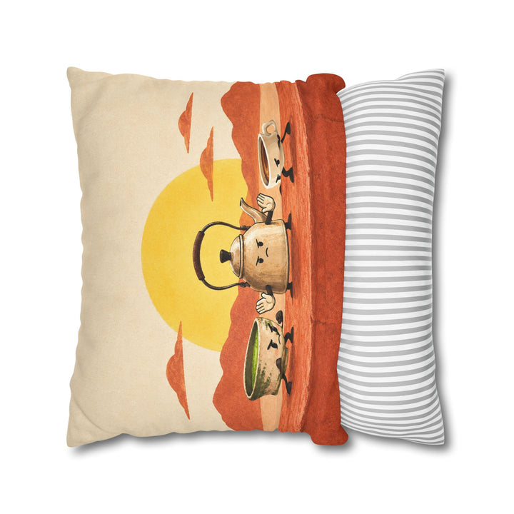 Team Matcha vs Team Espresso – Kitchen Wall Art with a Green Bowl Facing a Dark Shot – Pillow / Cover