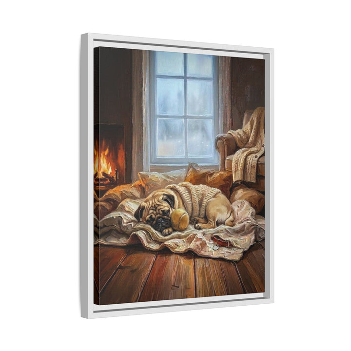 "Calm Memories" - Pug Vertical Framed Canvas - Dog Lover Wall Art