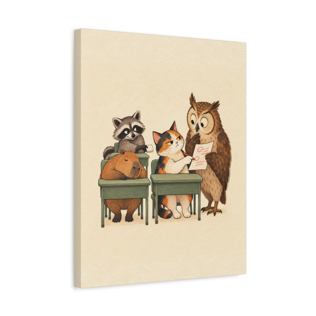 Classroom Zoo – Classroom Wall Art with a Raccoon Passing Notes – Canvas / Framed Canvas