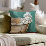"Spa Day" - White Shorthair Throw Pillow - Cat Lover Home Decor