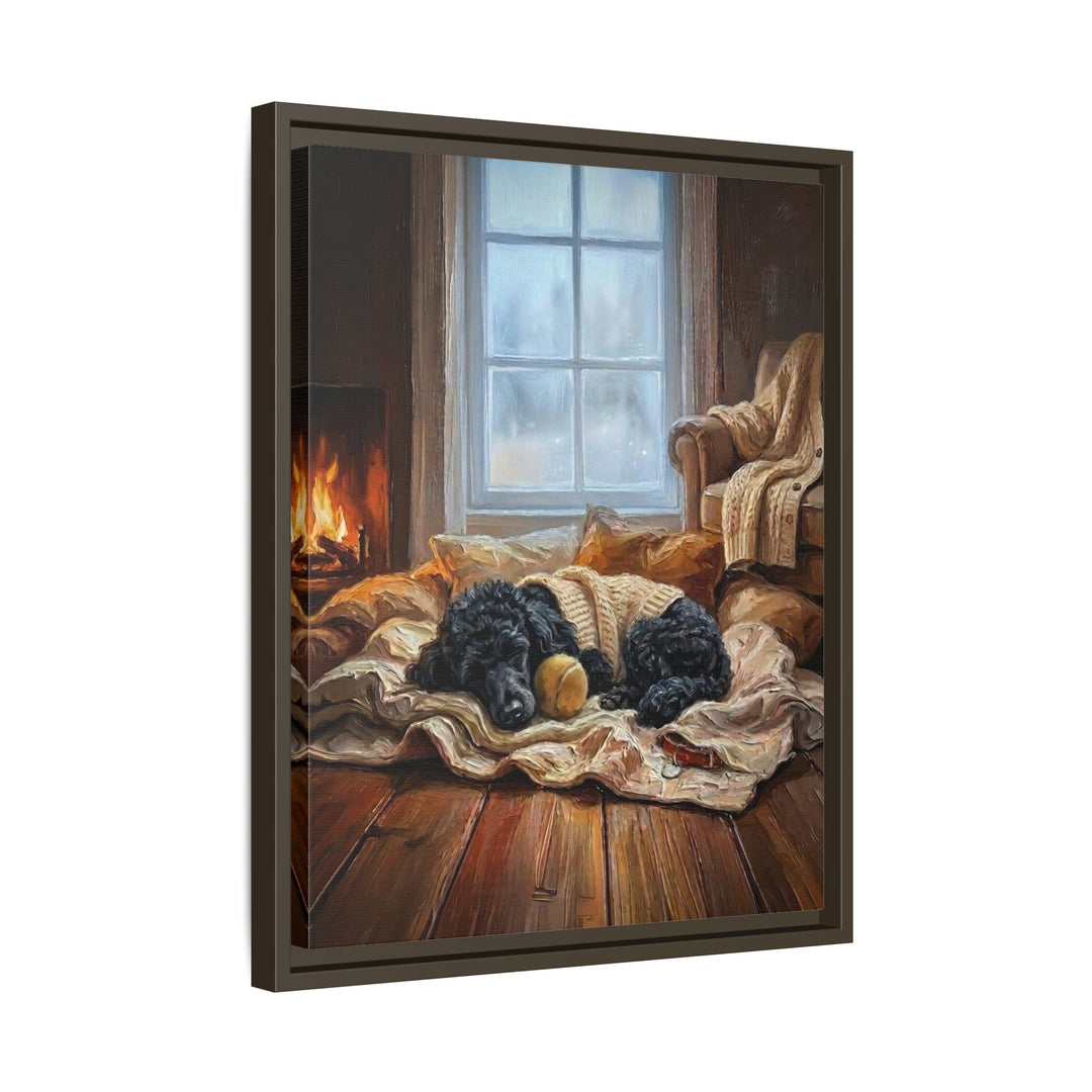 "Calm Memories" - Poodle Vertical Framed Canvas - Dog Lover Wall Art