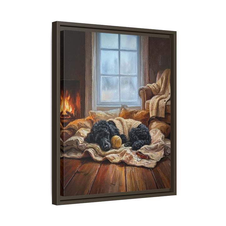 "Calm Memories" - Poodle Vertical Framed Canvas - Dog Lover Wall Art