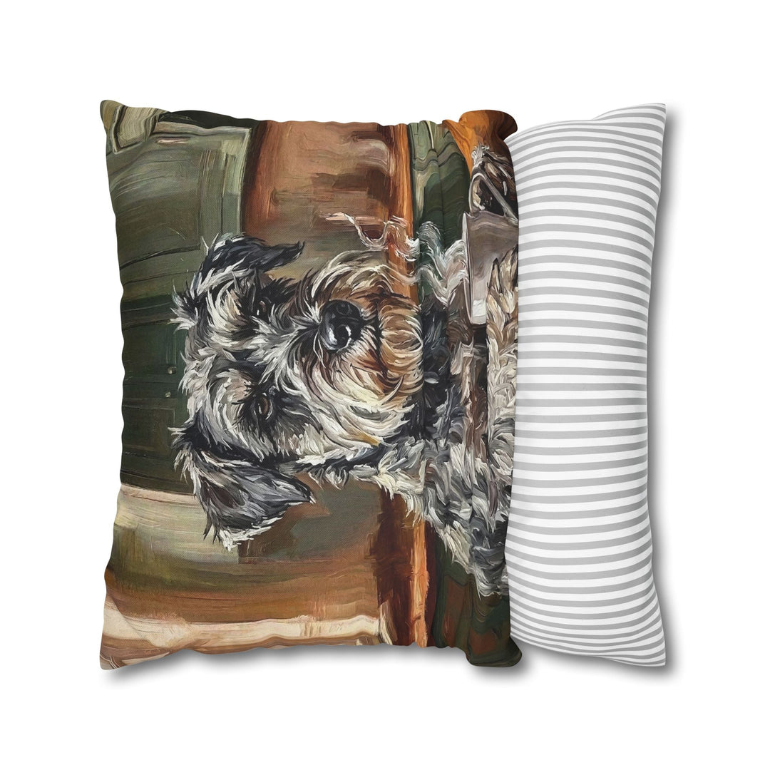 "Before Coffee" - Schnauzer Pillow Cover - Dog Lover Home Decor